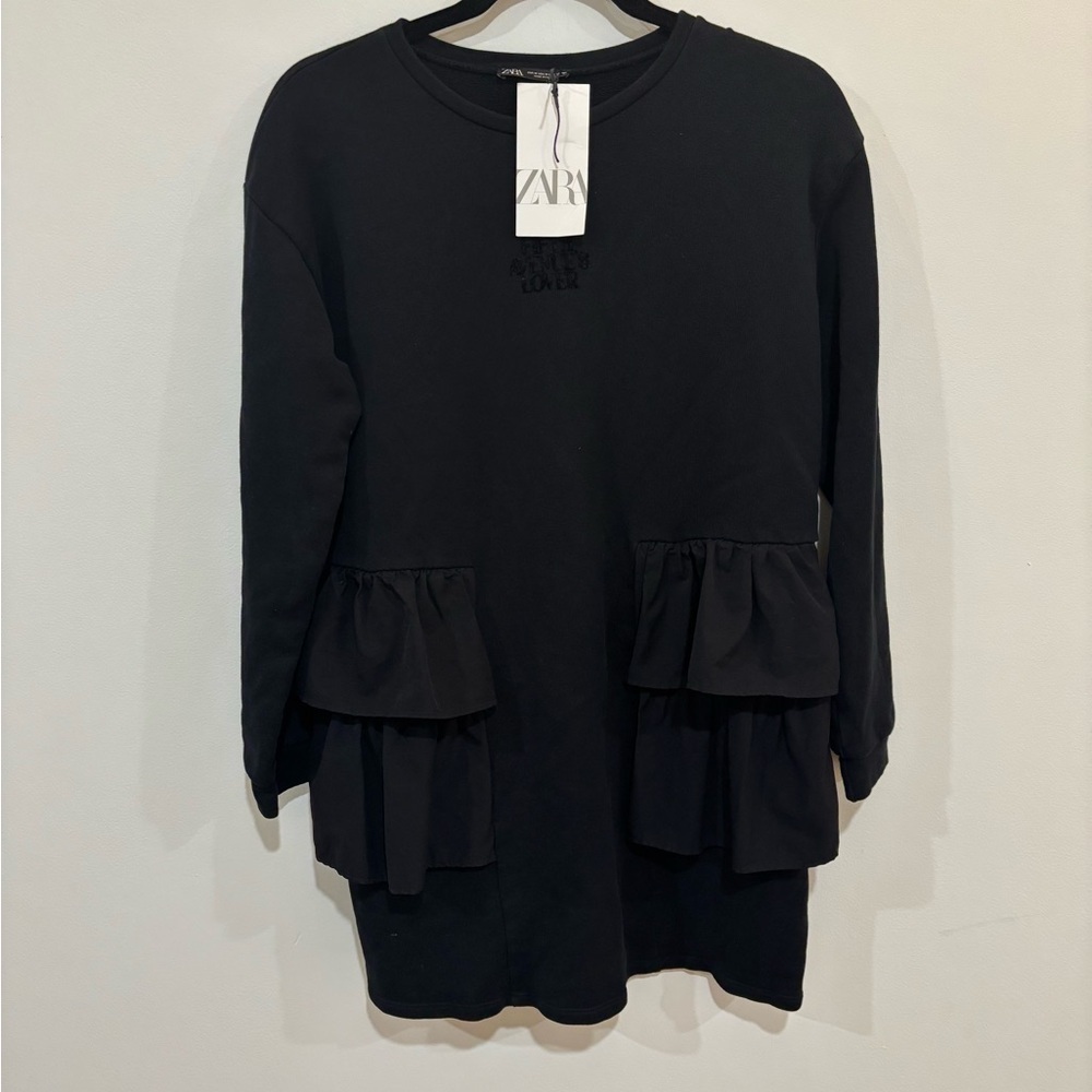 Zara Ruffle Side Sweatshirt Dress